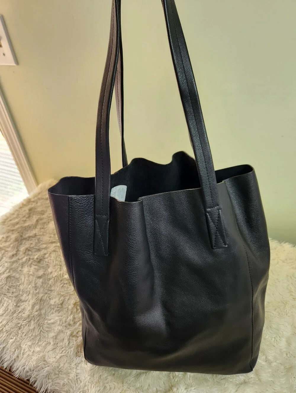 J.Crew Black Leather Tote Bag Style AH945